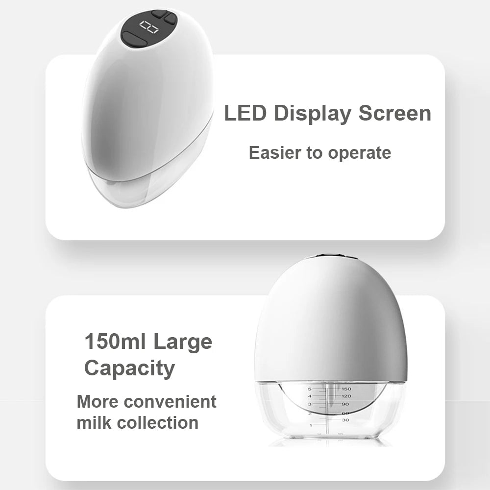 Portable Wearable Breast Pump Hands Free Electric Breast Pump with LED Screen for Breastfeeding 4 Modes 9Suction Level Low Noise