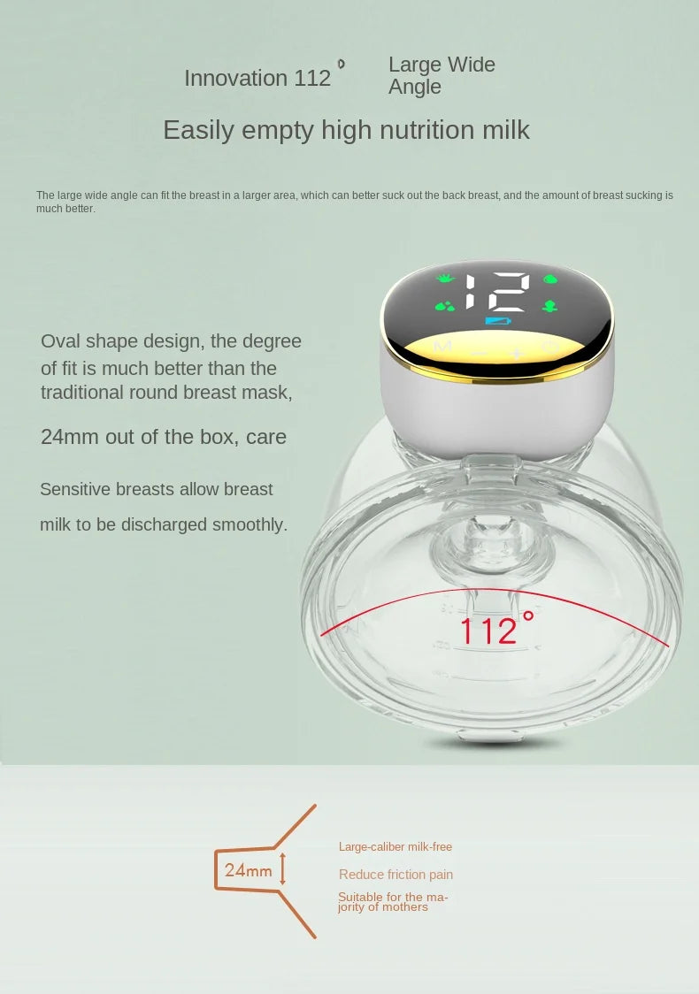 Wearable Electric Breast Pump Portable Handsfree BPA Free Anti-back Flow Easy Clean & Operate LED Dispaly Breast Milk Exactor