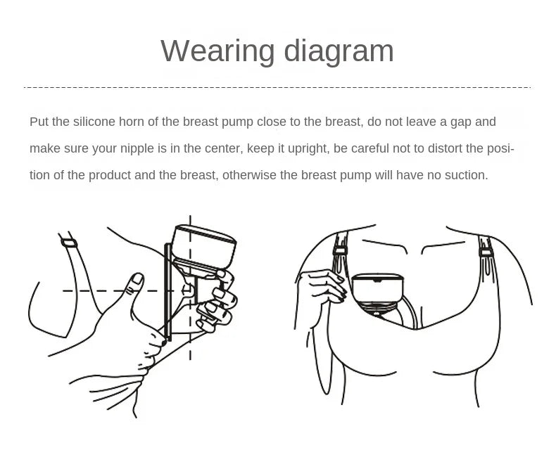 Wearable Electric Breast Pump Portable Handsfree BPA Free Anti-back Flow Easy Clean & Operate LED Dispaly Breast Milk Exactor